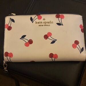 Kate Spade Cherry Print Wristlet in Cream